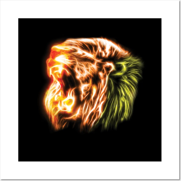 Burning roaring lion Wall Art by TheCreativeBros
